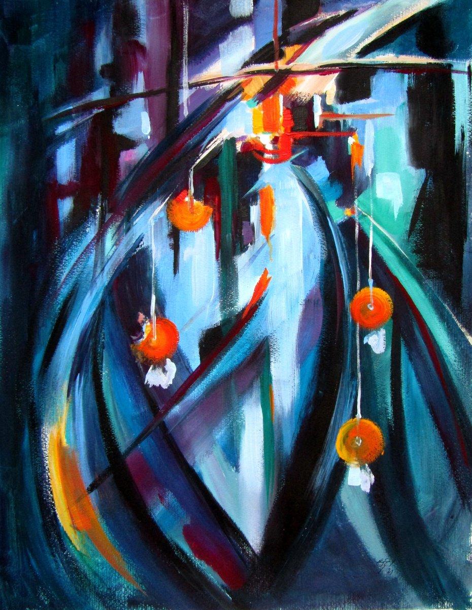 Abstract Acrylic Painting By Kovacs Anna Brigitta, 20 X 26", Balance, Original Artwork