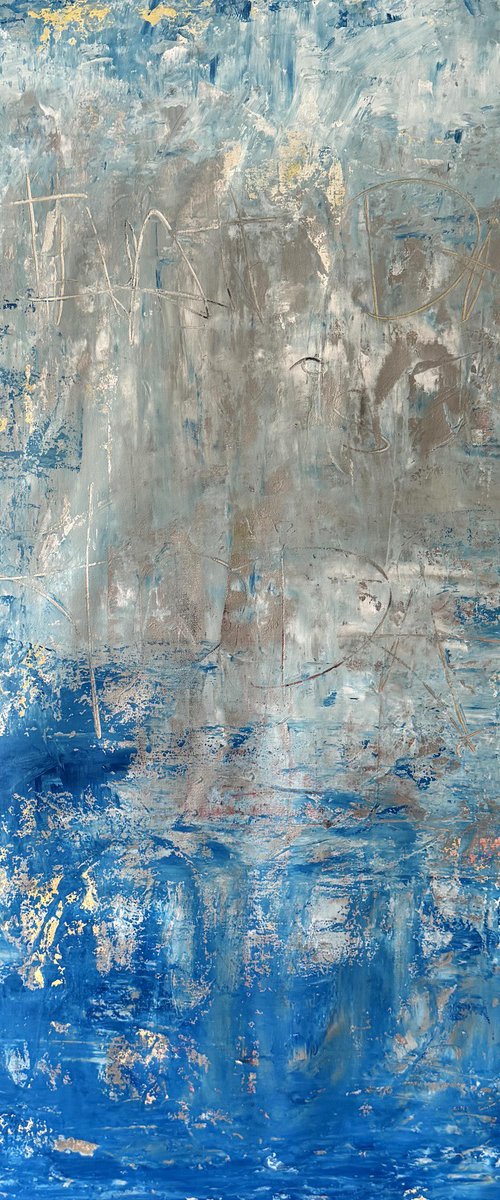 that day is today blue abstraction by Carlos Pun Art