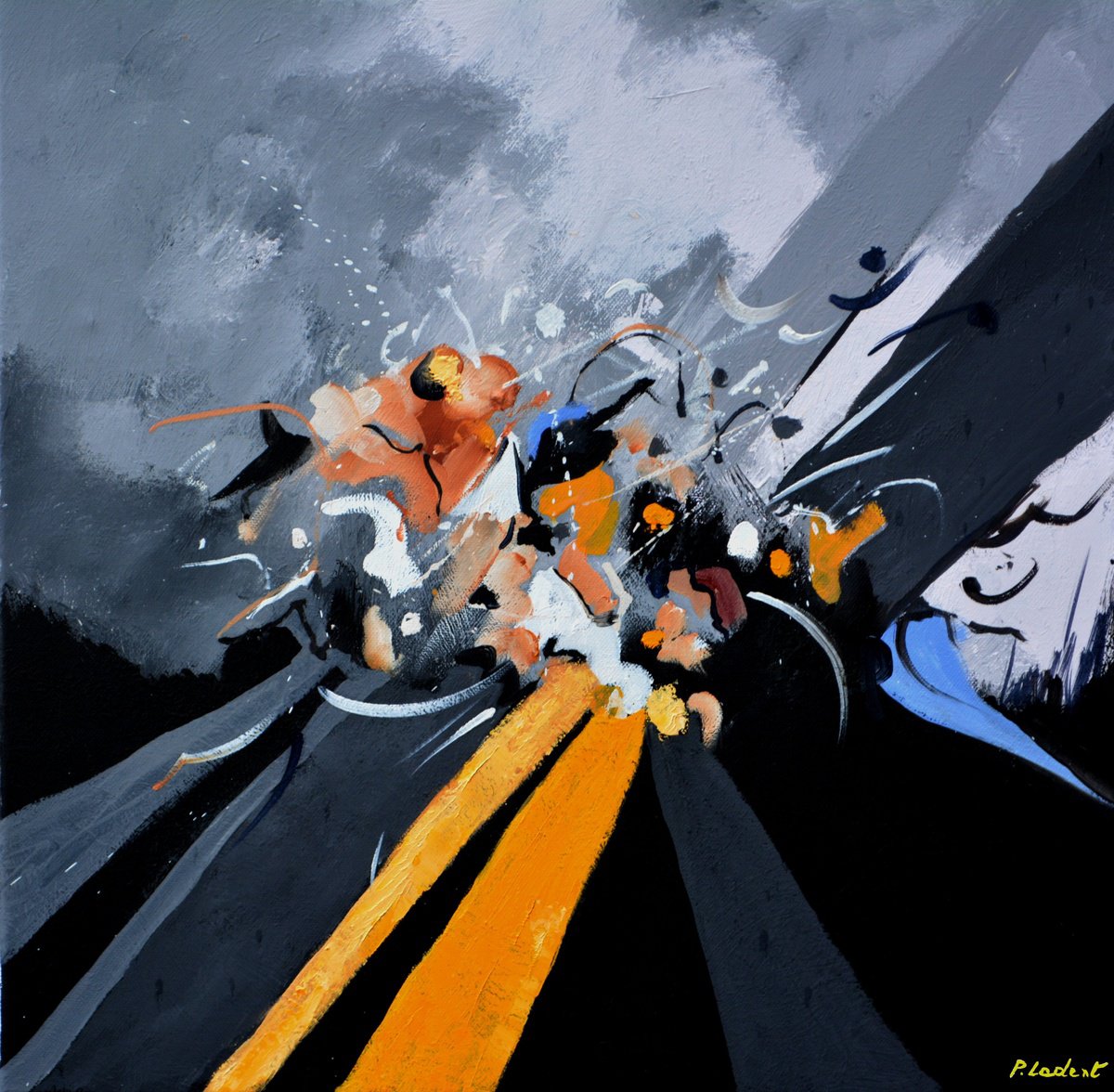 Abstract Oil Painting By Pol Henry Ledent, 20 X 20", Nucleus, Original Artwork