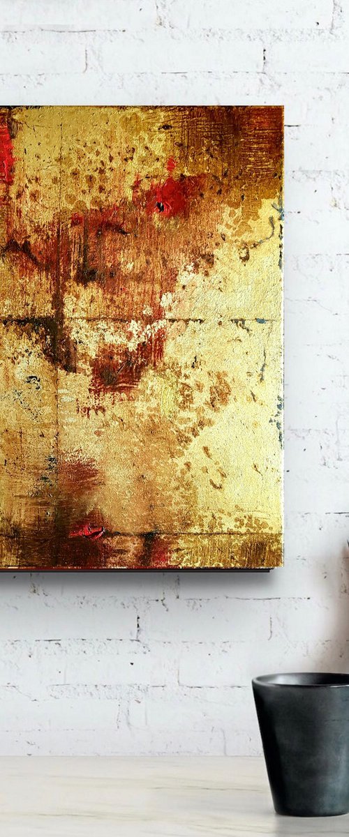 Gold  abstract painting  #0013 by Olena Topliss