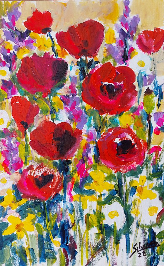 Poppies and daisies