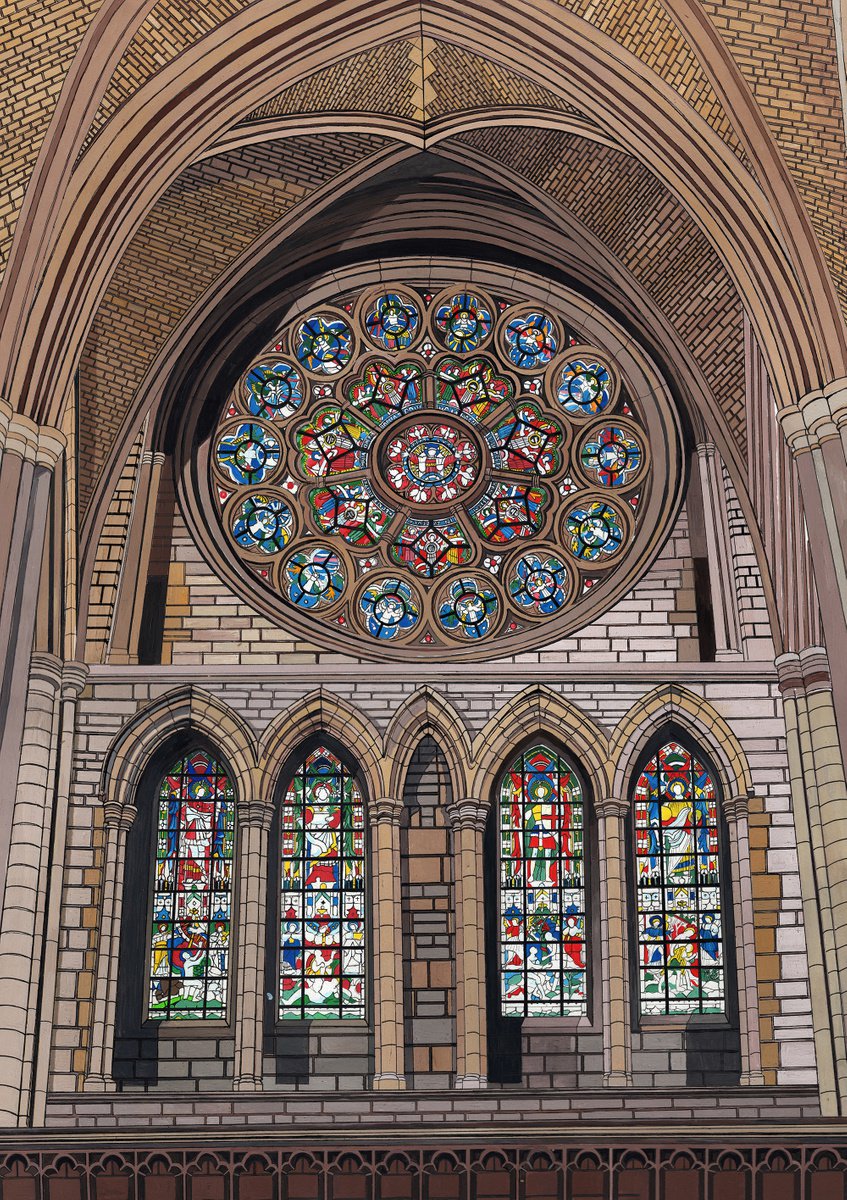 Cityscapes Painting By Shelley Ashkowski, 22 X 30", Truro Cathedral, Original Artwork