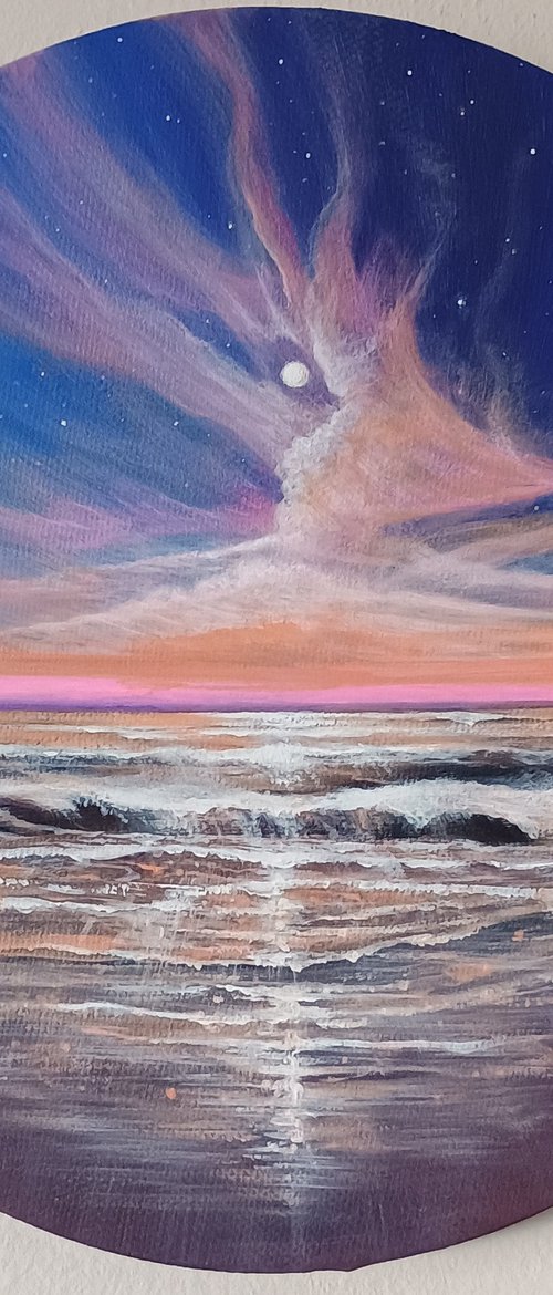 Moonlight seascape. by Zoe Adams