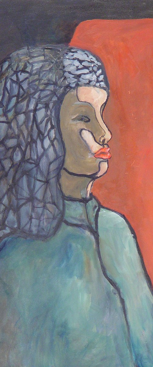 Young Woman With Red Lips by Leon Sarantos