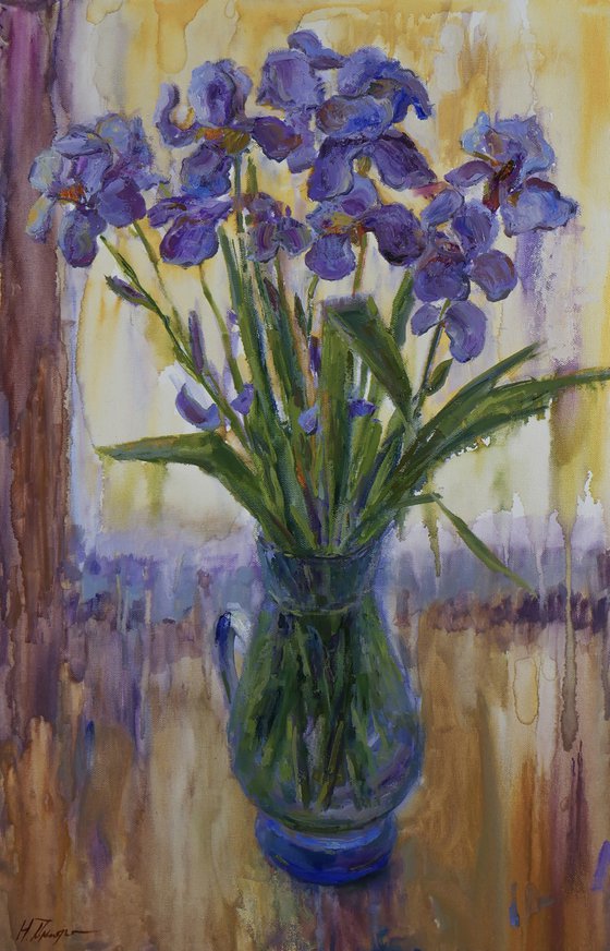 The Iris Flowers Near the Light Window