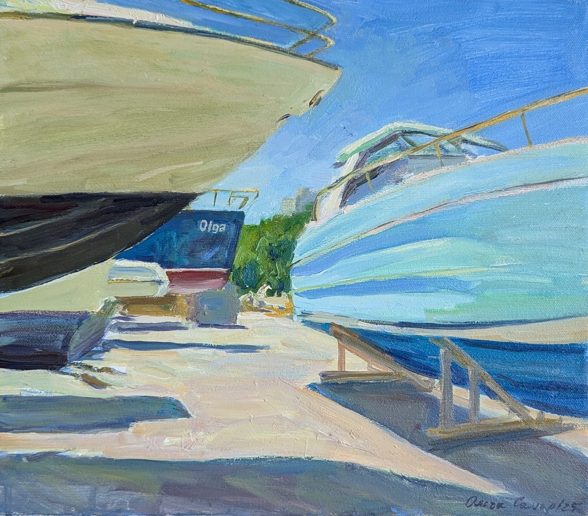 Impressionistic Landscape Oil Painting By Olga Samar, 16 X 14", Olga, Original Artwork