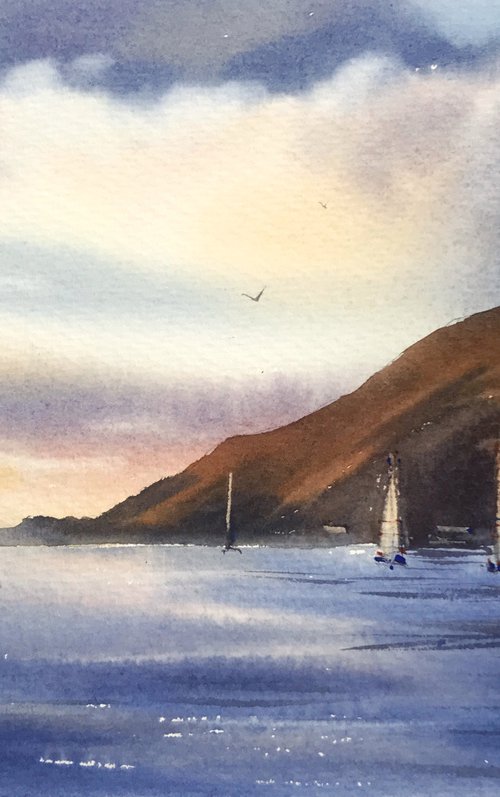 Yachts along the coast by Eugenia Gorbacheva