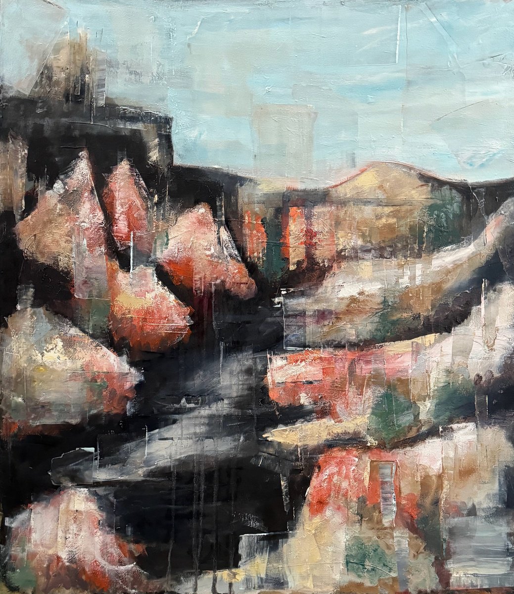 Organic Abstract Oil Painting By Lola Jovan, 24 X 28", The Secret Valley, Original Artwork