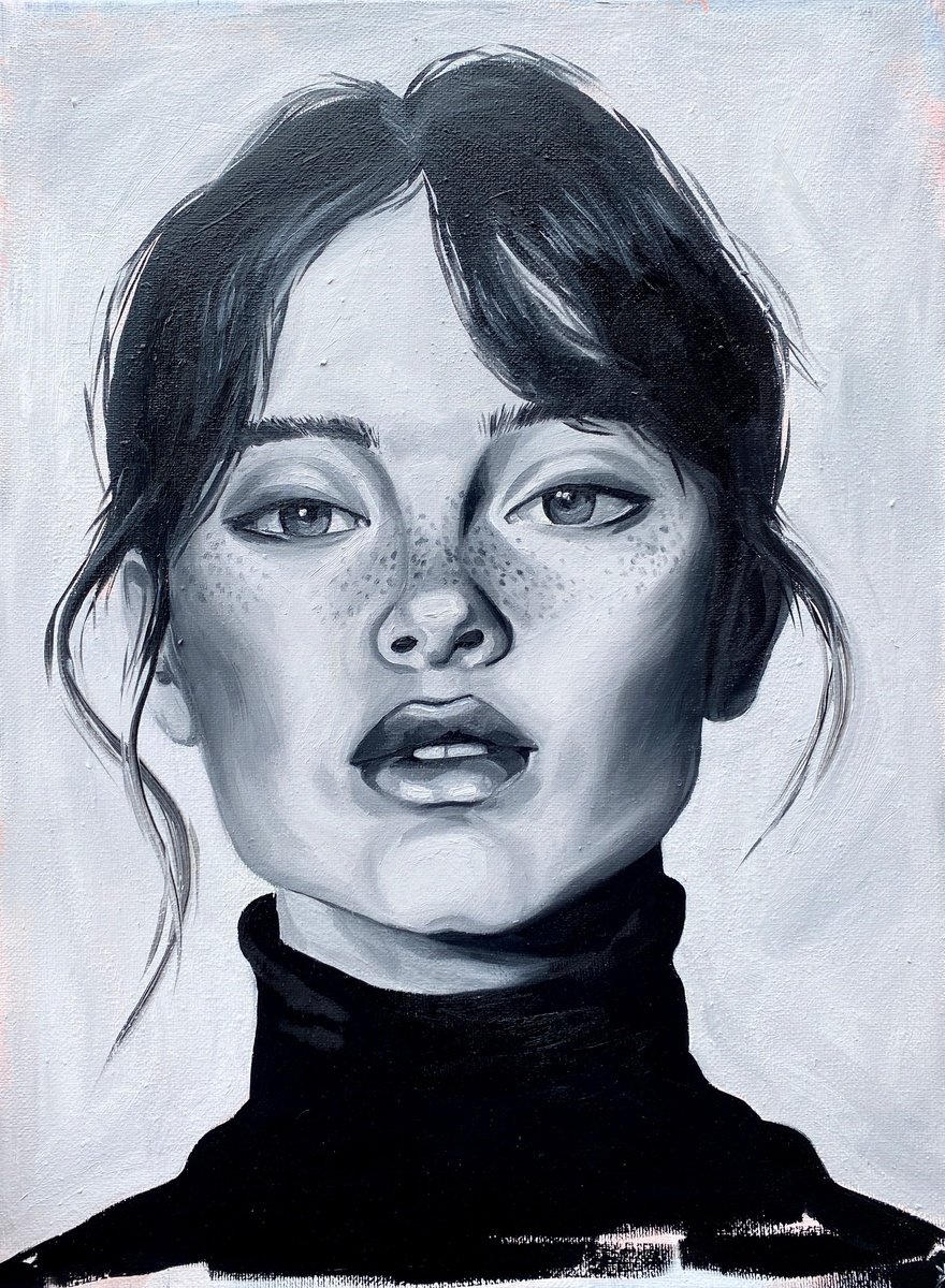 Illustrative Portrait Oil Painting By Kate Revill, 12 X 16", Emily, Original Artwork