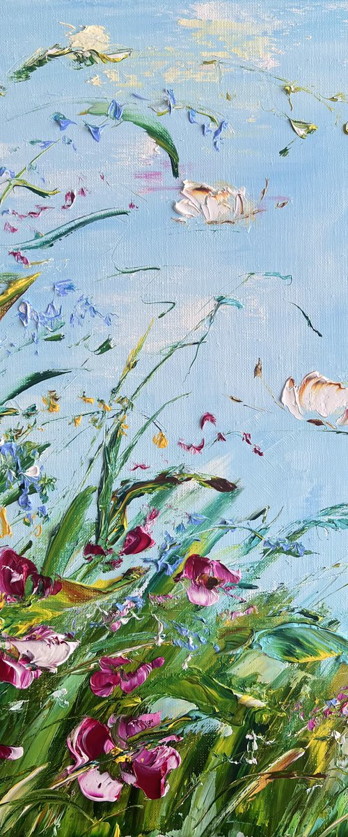 LIFE OVER THE MEADOW - Bright. Summer day. Meadow. Butterflies. Green field. by Marina Skromova