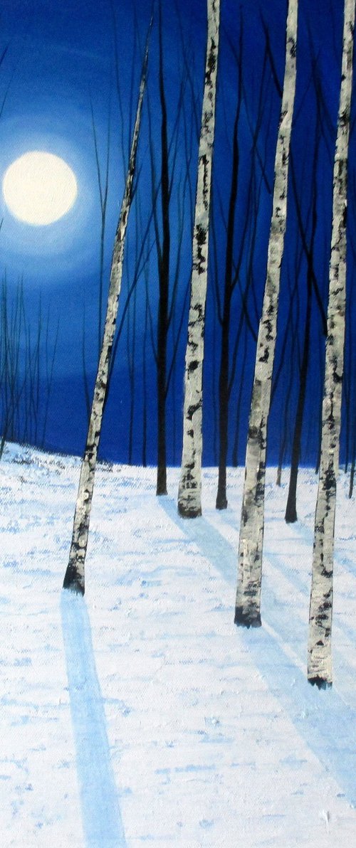 Moonlight Birches by Amanda Horvath