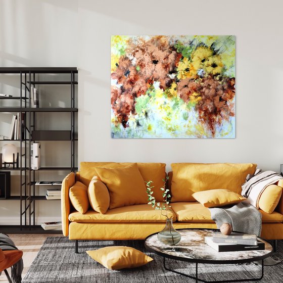 "Enchanted Blooms III" from "Colours of Summer" collection, XXL abstract flower painting