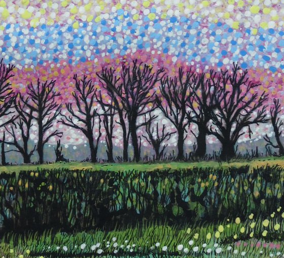 Impressionist Silhouette Trees