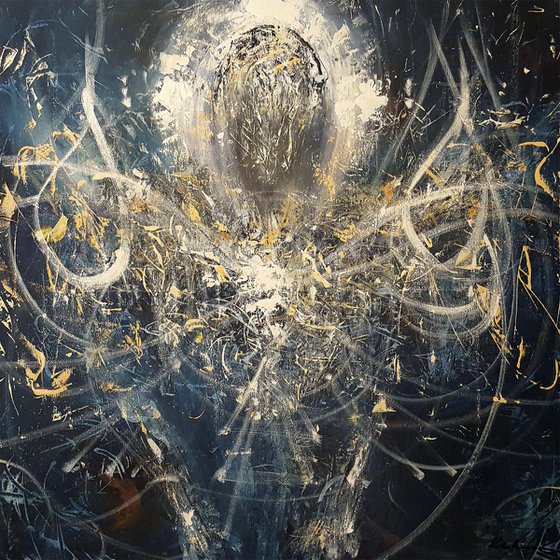 FASCINATING WAY TO PAINT ANGELS ENERGY GUARDIAN SPIRITUAL METAPHYSIC ONEIRIC ART 100 X 100 CM HUGE MASTERPIECE