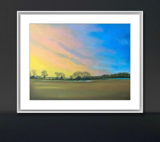 Sunset trees Norfolk Landscape Art