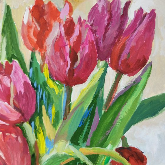 Spring still life with tulips