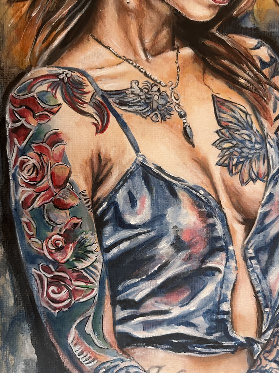 Girl with a Floral Tattoo