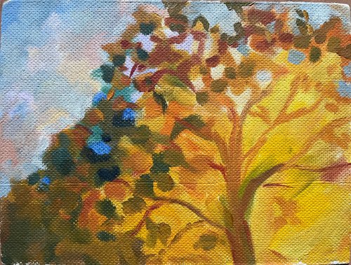 Indian Summer tree Ukrainian oil painting by Roman Sergienko