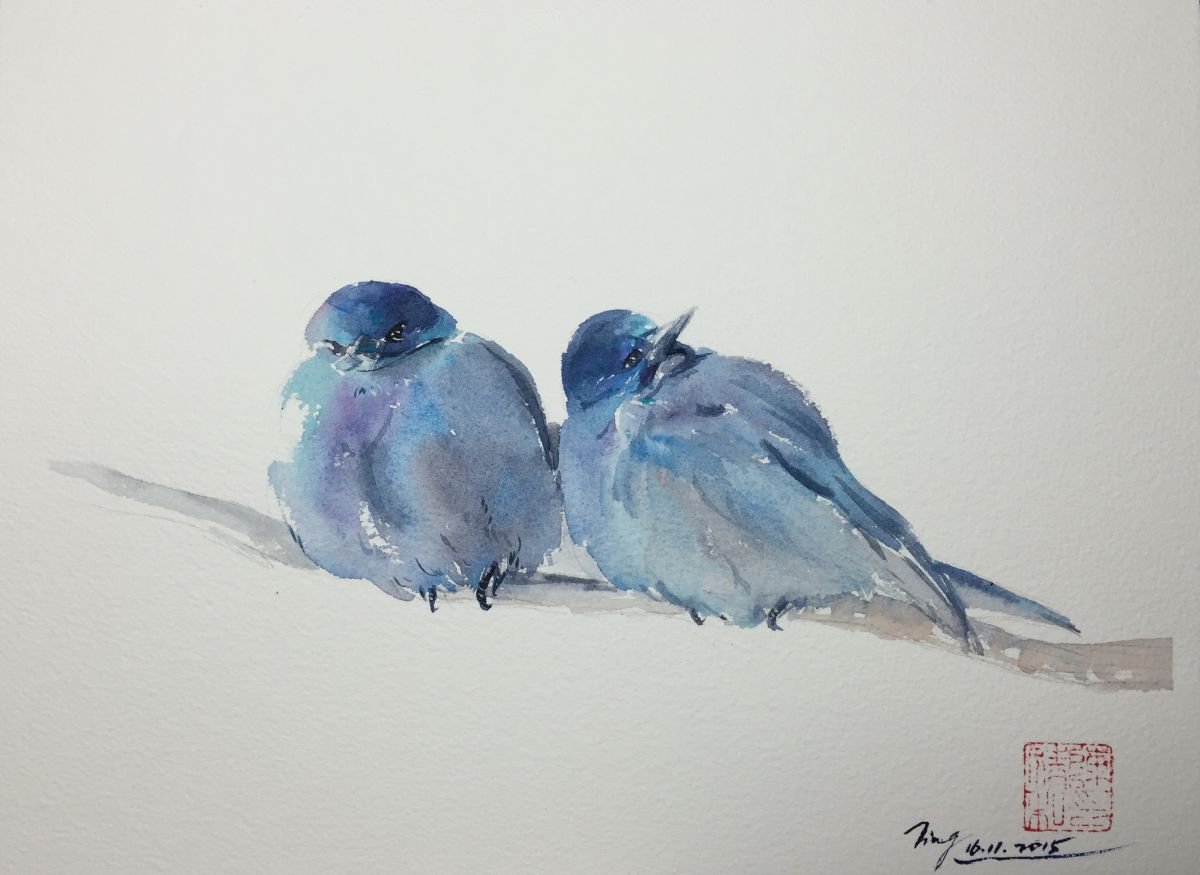 Impressionistic Animal Watercolour By Jing Chen, 12 X 9, Longing, Original Artwork