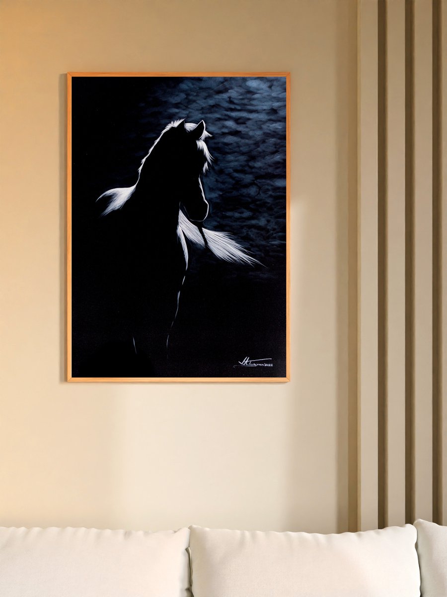 Photorealistic Animal Oil Painting By Vlad Atasyan, 20 X 28", Horse, Original Artwork