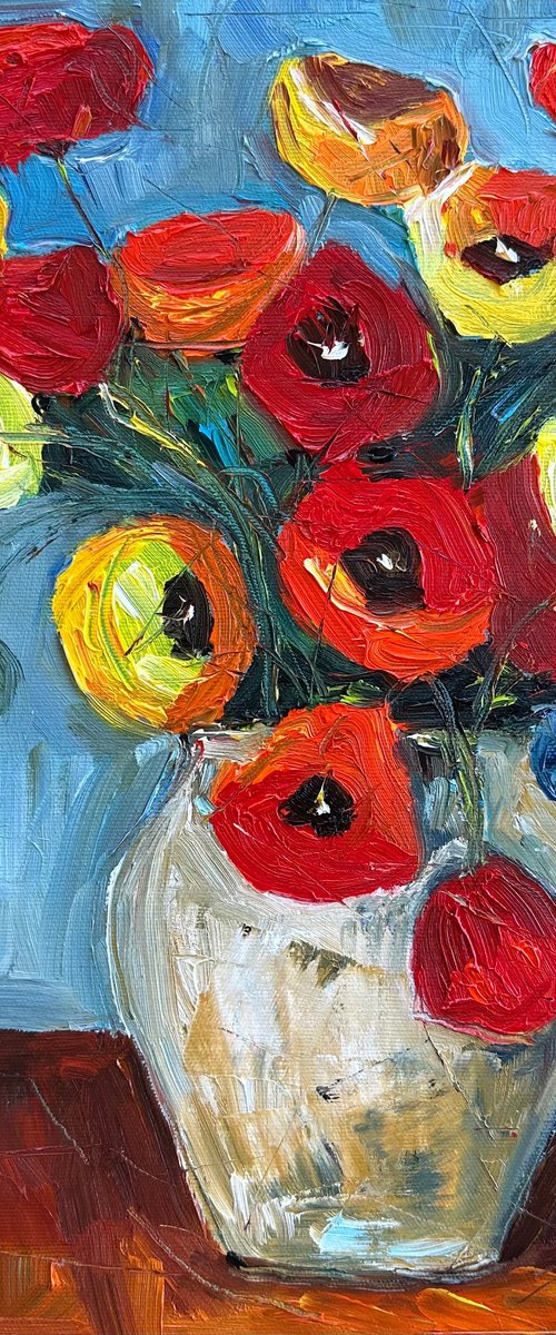 Vase with Poppy Flowers by Irina Anis