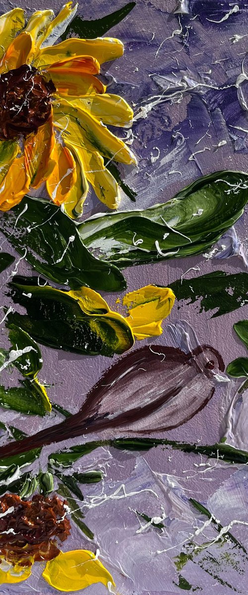 Sunflowers - original oil impasto painting by Halyna Kirichenko