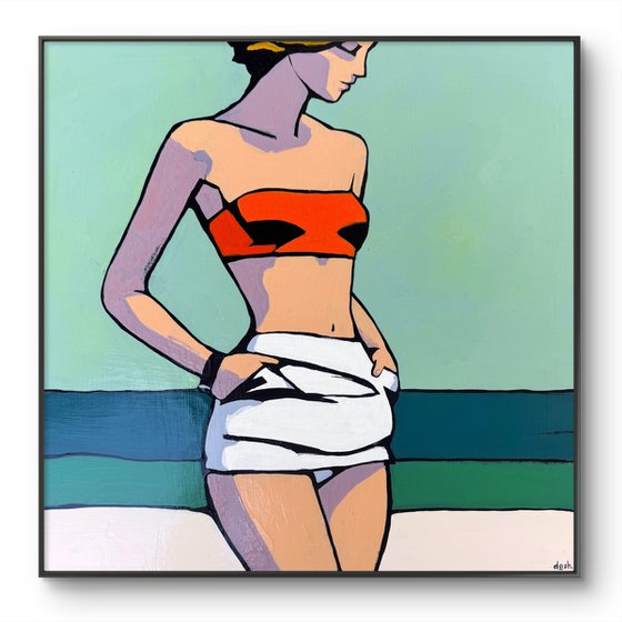 "Woman by the Sea" Original art 16x16in