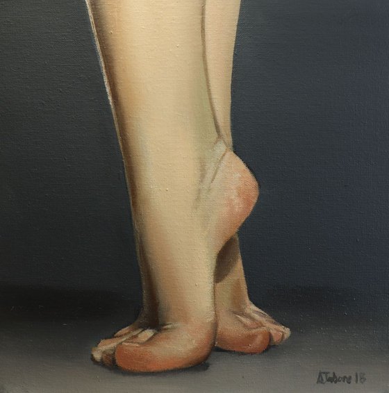 Dancing Feet, Contemporary Dance, Ballet Dancer Shoes, Oil Painting, Ballerina, Framed Art