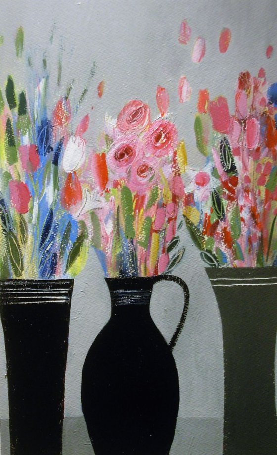 Three Vases of Flowers