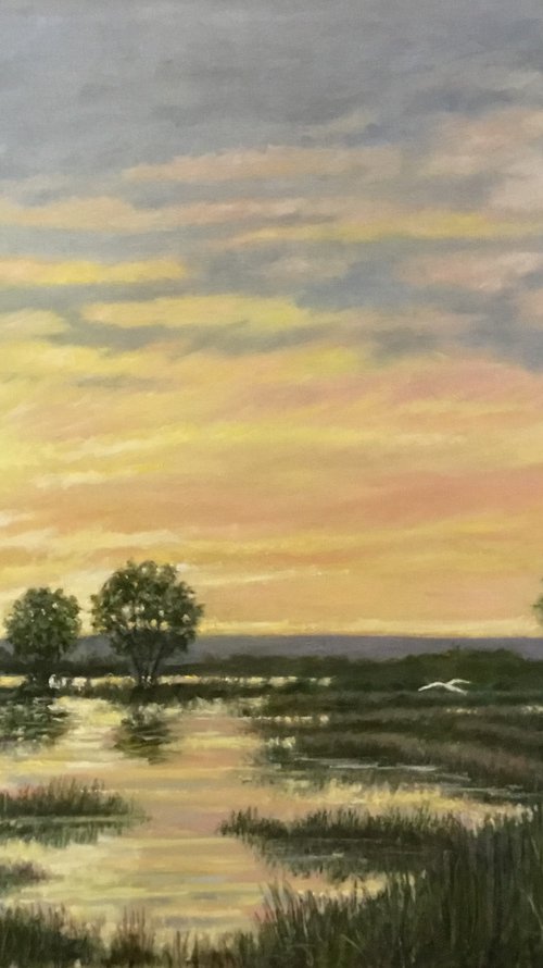 Marsh at Sunset - 30X40 oil by Kathleen McDermott