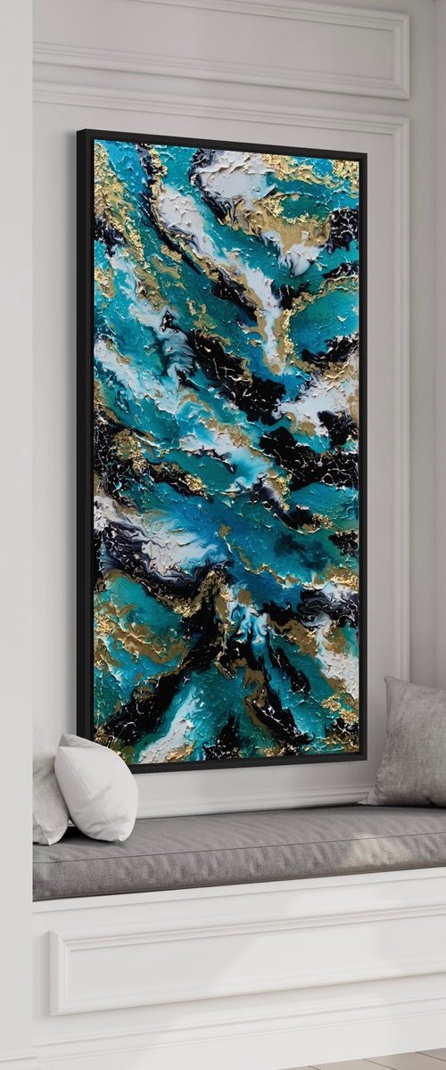 Aphrodite 100 x 50cm textured abstract by Sarah Berger