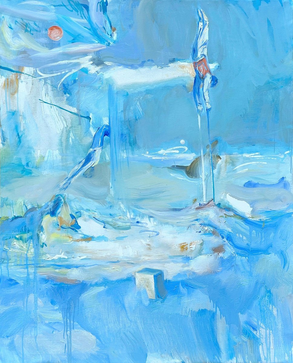 Surrealistic Landscape Oil Painting By Zakhar Shevchuk, 39 X 49", Beyond Stability, Original Artwork