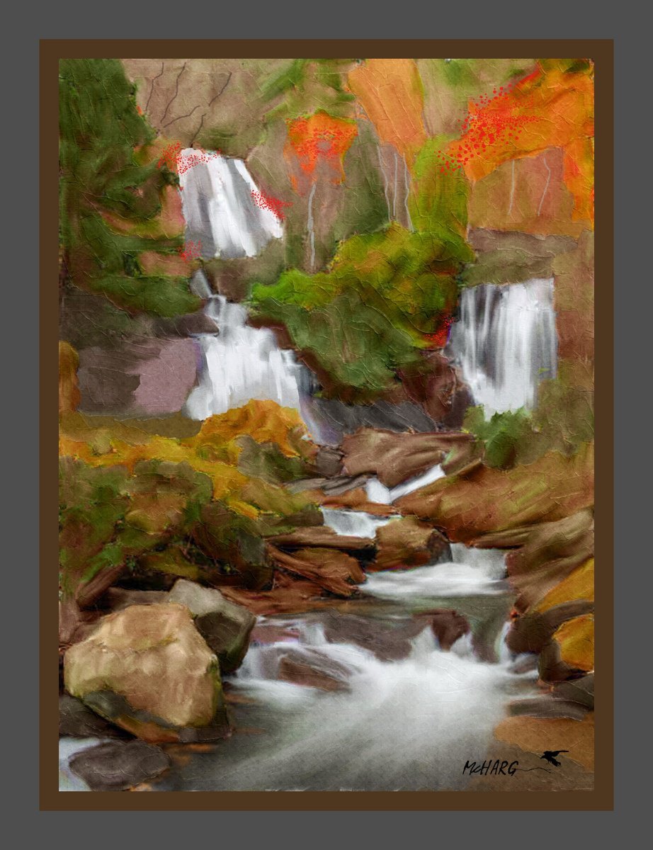 Impressionistic Landscape Painting By Joe Mcharg, 24 X 31, Anna Ruby Falls 1926, Original Artwork
