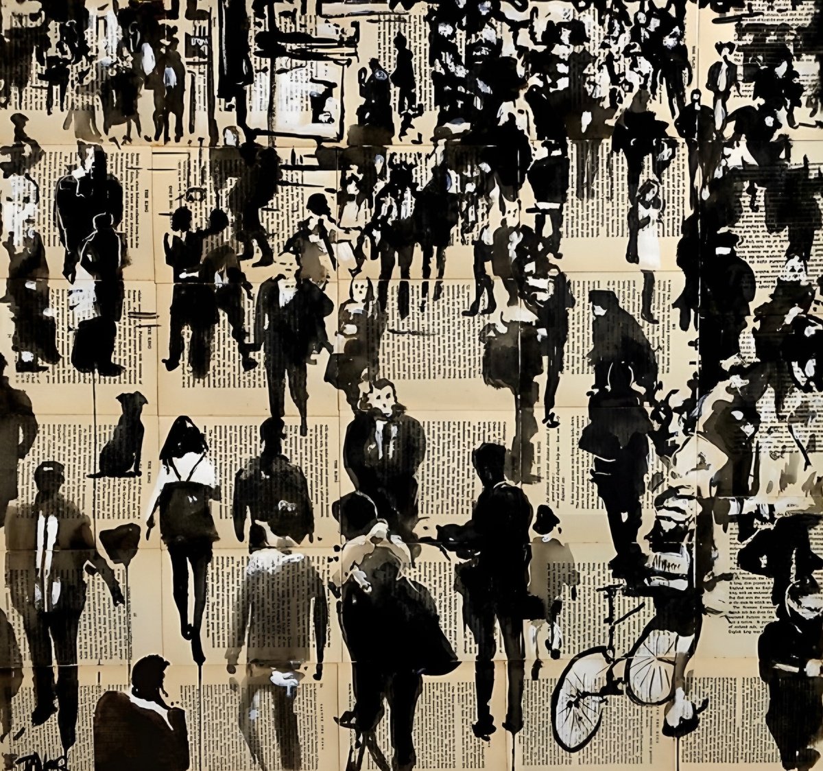 Graphic Ink Drawing , Gathering Crowd By Loui Jover, 36 X 34, Artwork For Sale On Artfinder