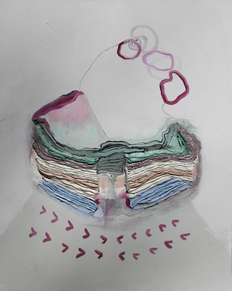 Organic Abstract Oil Painting By Anna Bergin, 16 X 20, Layered Icon 5, Original Artwork