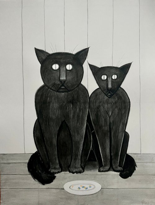 Cat Artwork-The Cat’s Family by Roman Sergienko