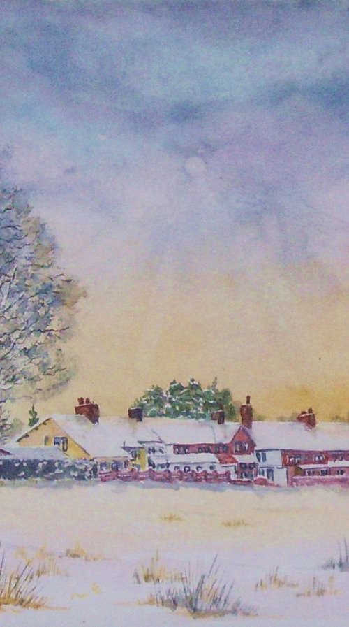 Cottages in Poynton in the Snow by Max Aitken