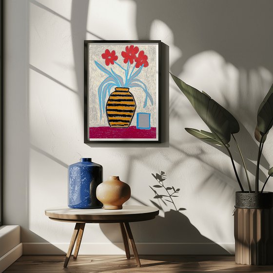 Vase with Red Flowers