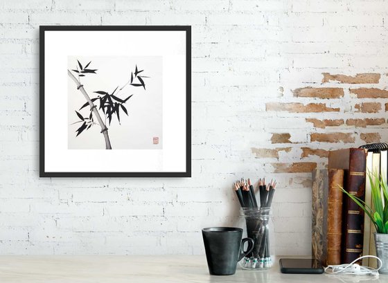 Bamboo branch  - Bamboo series No. 2102 - Oriental Chinese Ink Painting