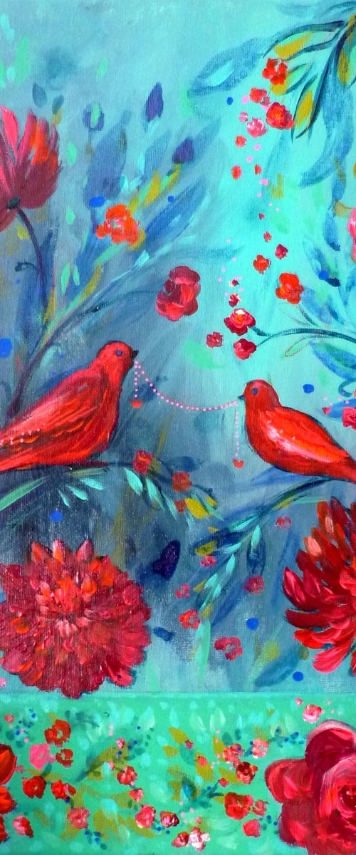 Feathers of love.41 x 33 cm by Loetitia Pillault