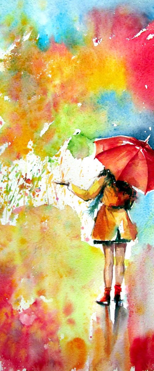 Colorful rain with a girl by Kovács Anna Brigitta