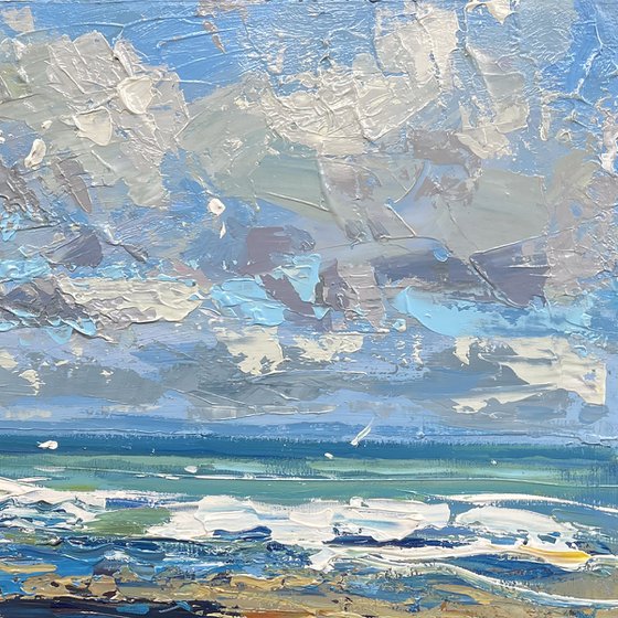 Modern Beach Oil Painting on Canvas