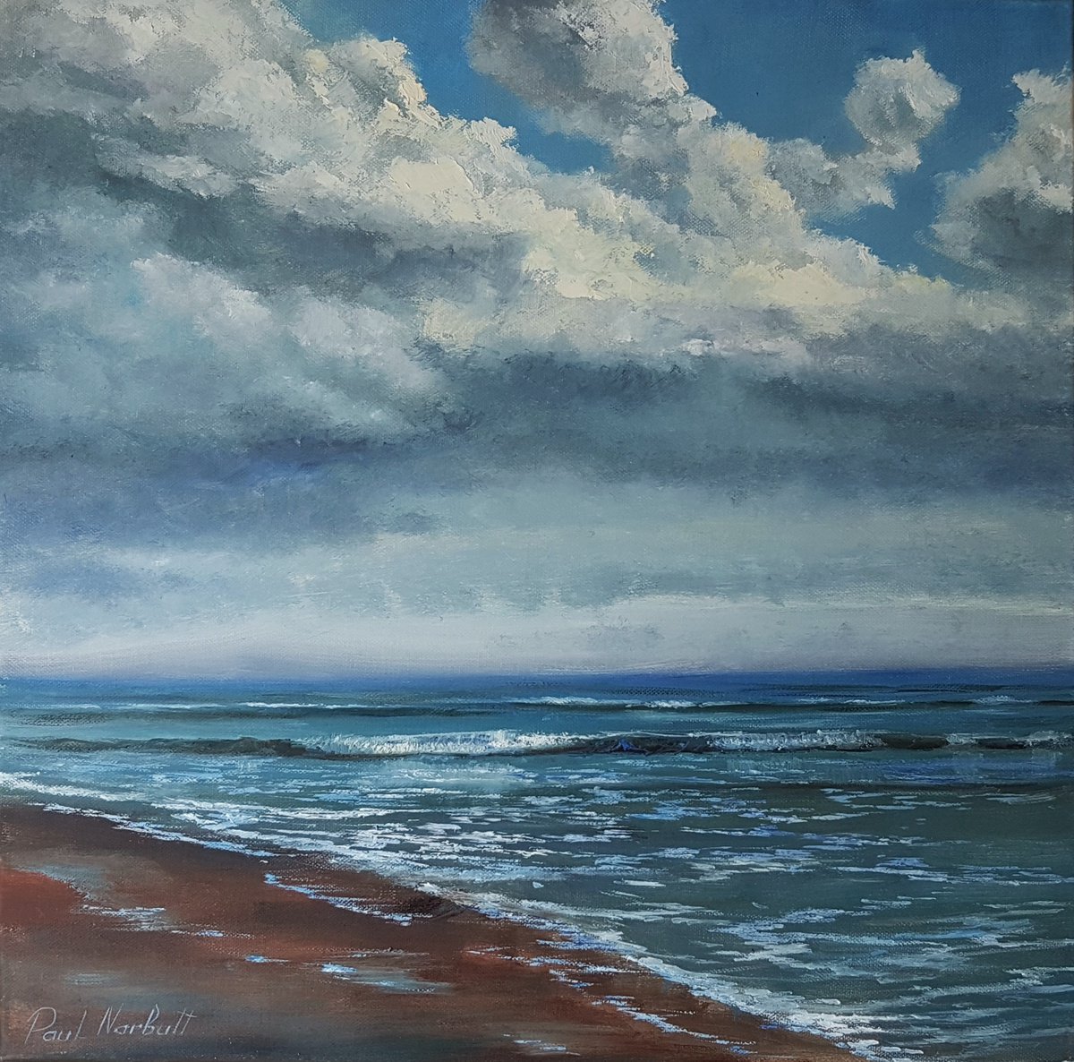 Impressionistic Landscape Oil Painting By Paul Narbutt, 20 X 20", The Horizon Calls Ii, Original Artwork