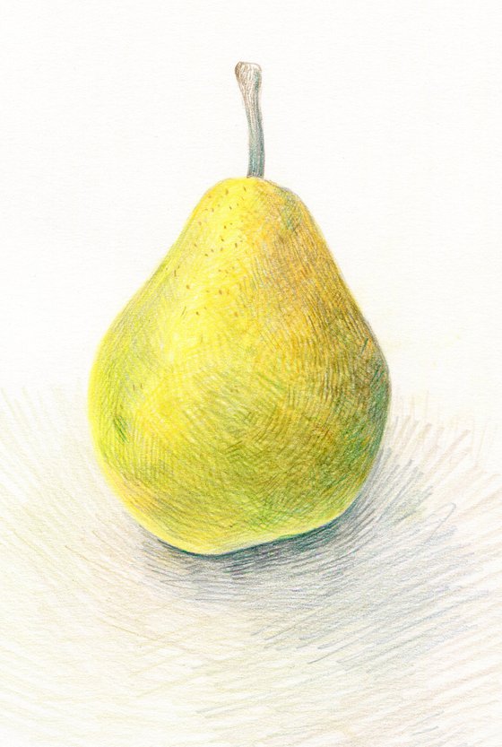 Yellow pear - colored pencils drawing