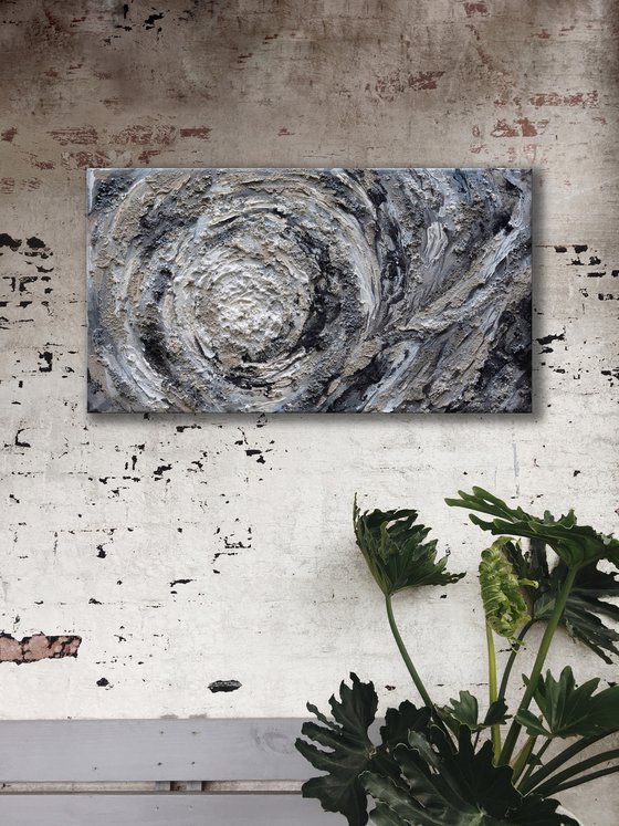 Black, grey and white textured abstraction Mini galaxy