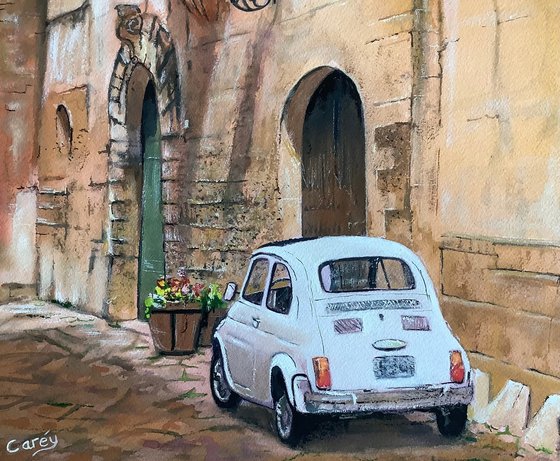 The old fiat, Italian street scene.