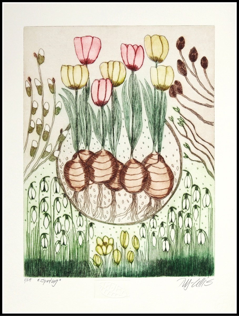 Illustrative Etchings & Engravings , Spring By Mariann Johansen-Ellis, 16 X 20, Artwork For Sale On Artfinder