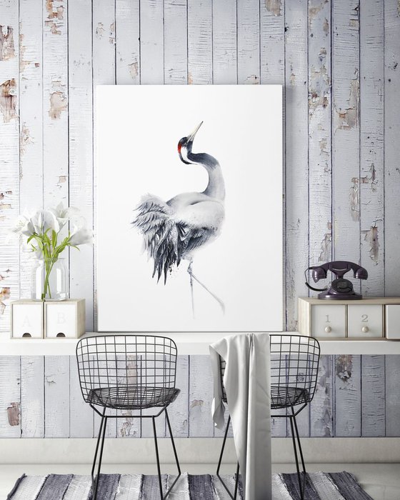 COMMON CRANES bird, birds, animals, wildlife watercolour painting