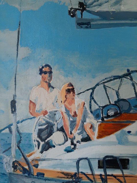 Seascape with Sailboat