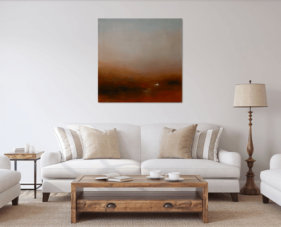 Sunrise-Sunrise 90x90 cm  - gold particles original oil painting landscape gift modern urban art office art decor home decor gift idea